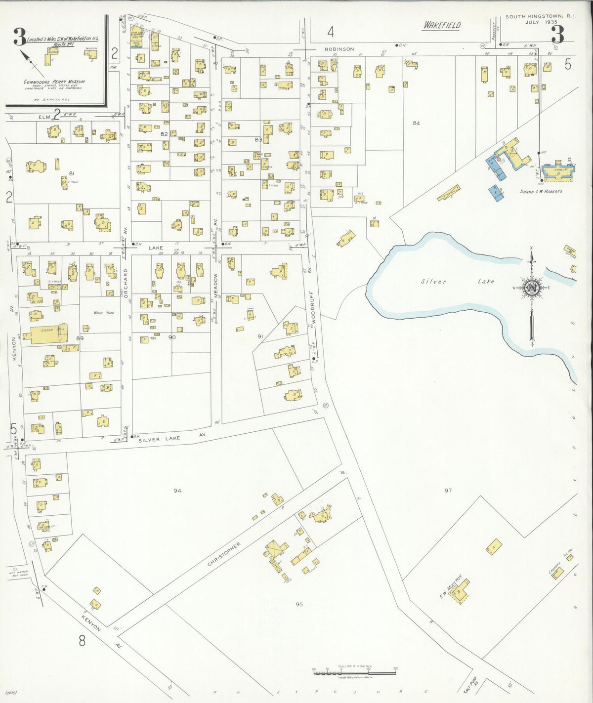 Sanborn Fire Insurance Map from South Kingstown, Washington County, Rhode Island (1935), Sheet #0003 - Historic Sanborn Fire Insurance Map Print, vintage old map wall art, antique decor, genealogy gift, Rhode Island Rhode Island map