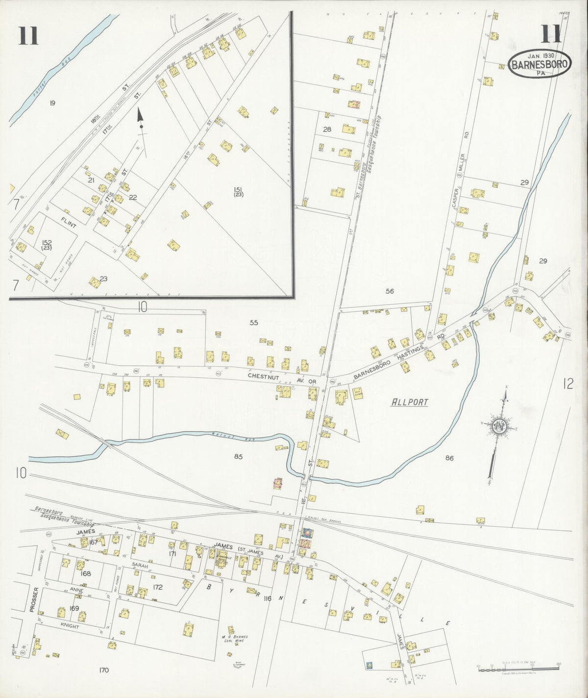 Sanborn Fire Insurance Map from Barnesboro, Cambria County, Pennsylvania (1930), Sheet #0011 - Complete Map Set gallery image, historic Sanborn map, vintage wall art, Pennsylvania Pennsylvania