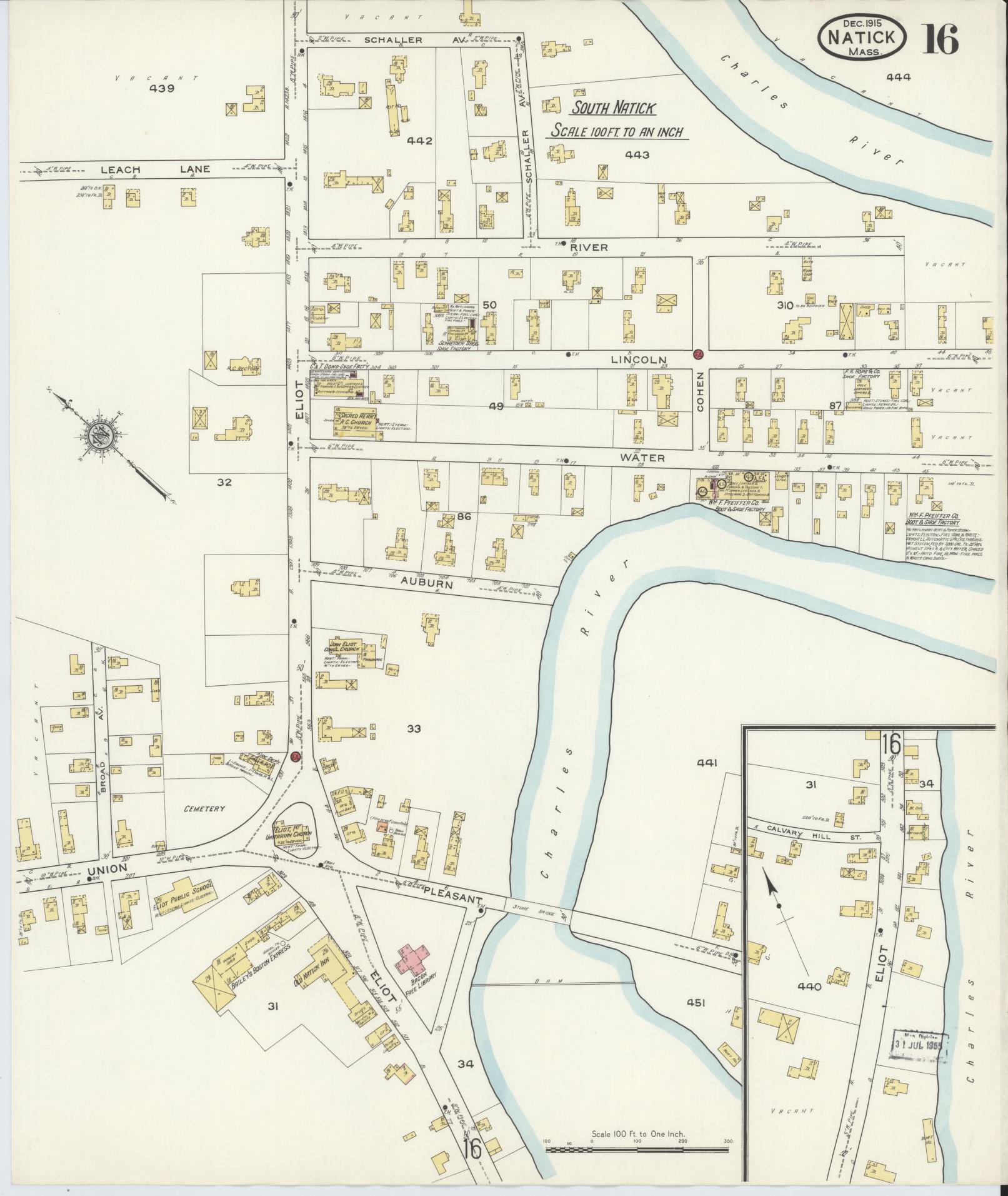 Sanborn Fire Insurance Map from Natick, Middlesex County, Massachusetts (1915), Sheet #0016 - Complete Map Set gallery image, historic Sanborn map, vintage wall art, Massachusetts Massachusetts