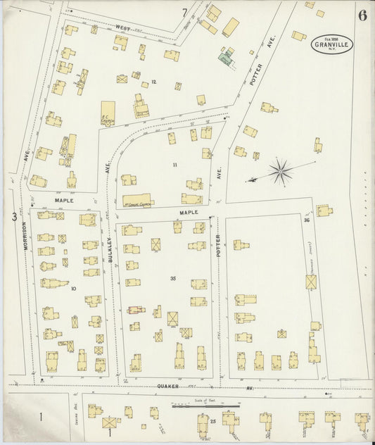 Sanborn Fire Insurance Map from Granville, Washington County, New York (1898), Sheet #0006 - Historic Sanborn Fire Insurance Map Print, vintage old map wall art, antique decor, genealogy gift, New York New York map