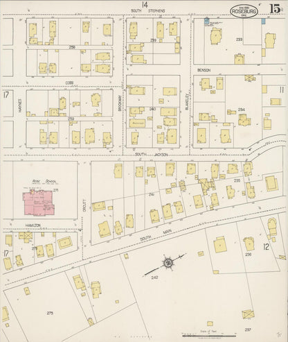 Sanborn Fire Insurance Map from Roseburg, Douglas County, Oregon (1920), Sheet #0015 - Complete Map Set gallery image, historic Sanborn map, vintage wall art, Oregon Oregon