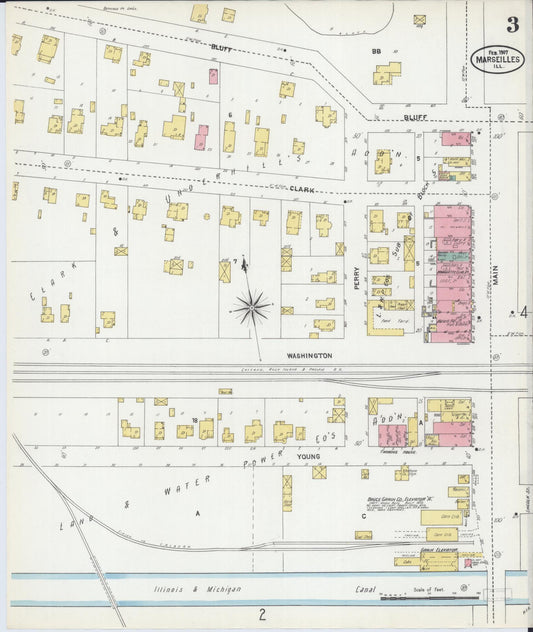 Sanborn Fire Insurance Map from Marseilles, La Salle County, Illinois (1907), Sheet #0003 - Historic Sanborn Fire Insurance Map Print, vintage old map wall art, antique decor, genealogy gift, Illinois Illinois map