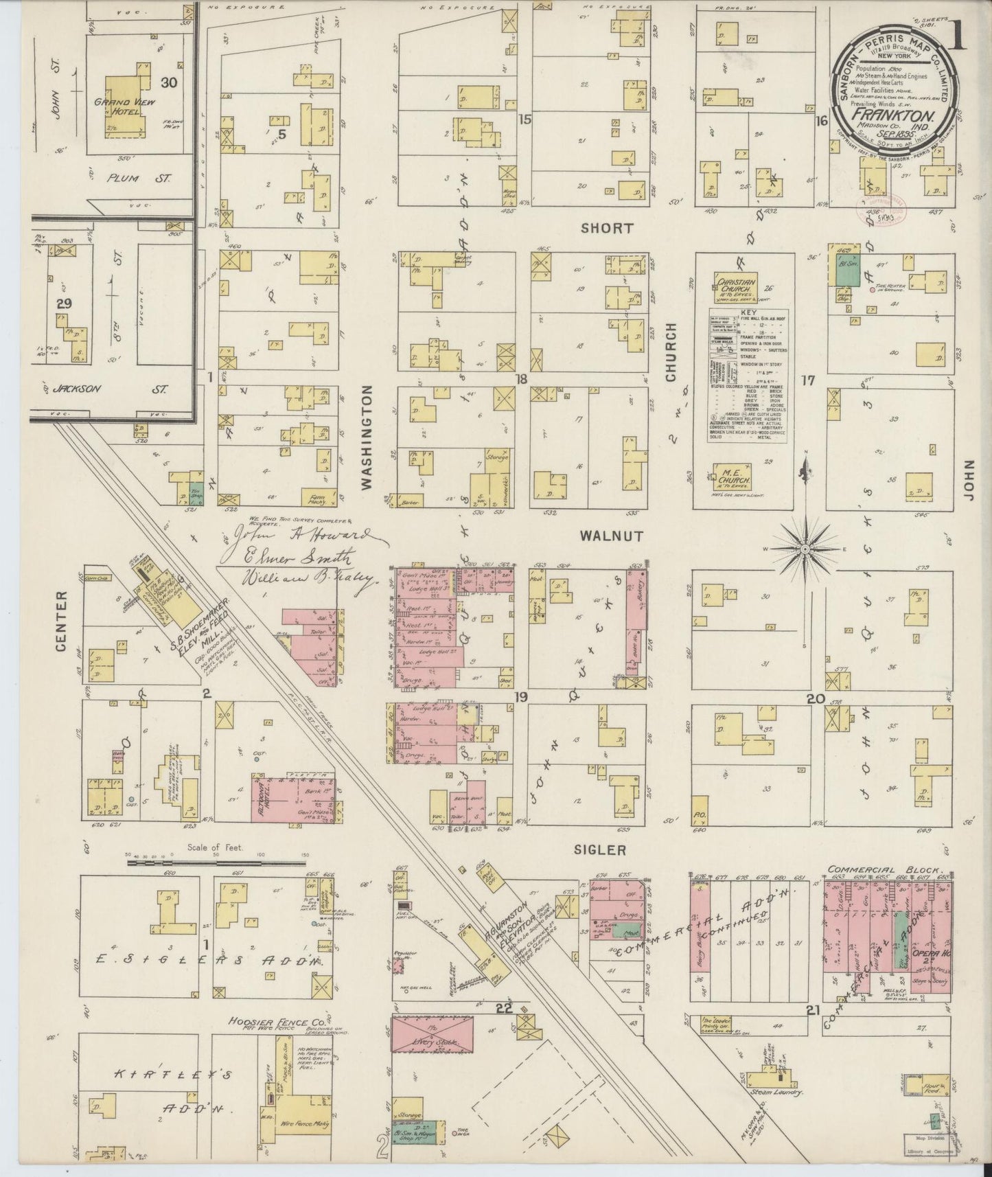 Sanborn Fire Insurance Map from Frankton, Madison County, Indiana (1895), Sheet #0001 - Historic Sanborn Fire Insurance Map Print, vintage old map wall art, antique decor, genealogy gift, Indiana Indiana map
