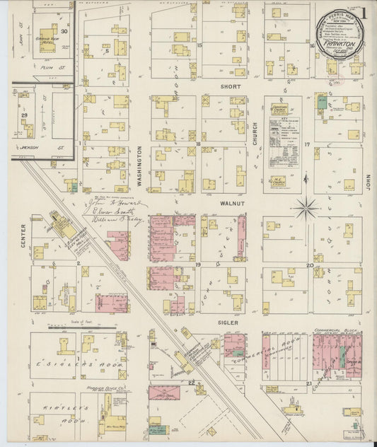 Sanborn Fire Insurance Map from Frankton, Madison County, Indiana (1895), Sheet #0001 - Historic Sanborn Fire Insurance Map Print, vintage old map wall art, antique decor, genealogy gift, Indiana Indiana map