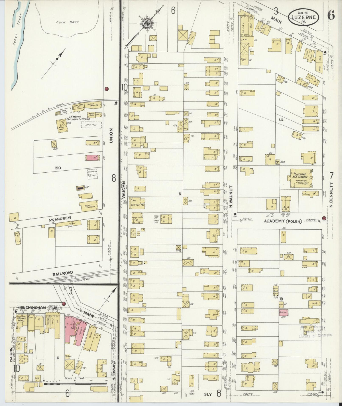 Sanborn Fire Insurance Map from Luzerne, Luzerne County, Pennsylvania (1911), Sheet #0006 - Complete Map Set gallery image, historic Sanborn map, vintage wall art, Pennsylvania Pennsylvania