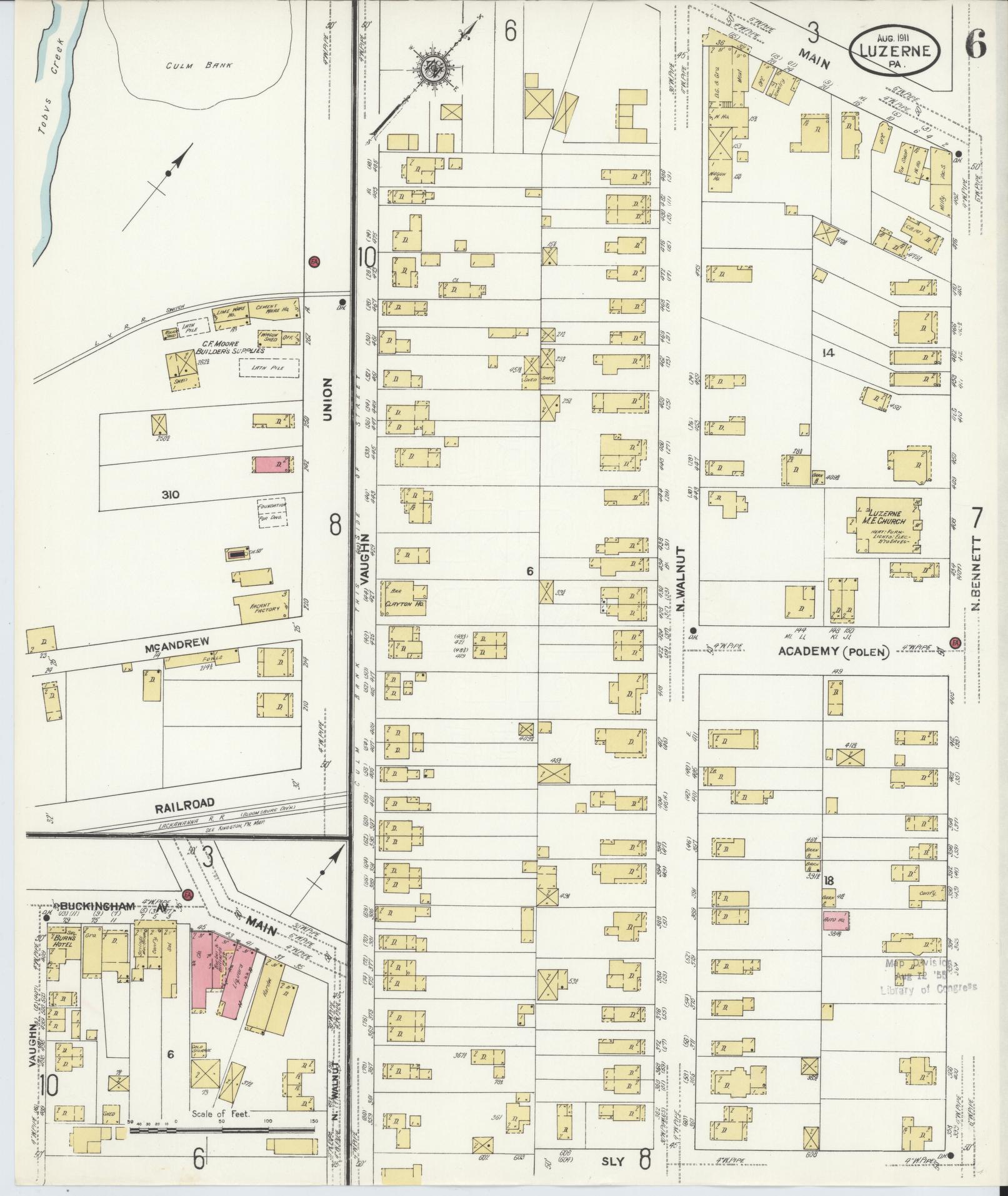 Sanborn Fire Insurance Map from Luzerne, Luzerne County, Pennsylvania (1911), Sheet #0006 - Complete Map Set gallery image, historic Sanborn map, vintage wall art, Pennsylvania Pennsylvania