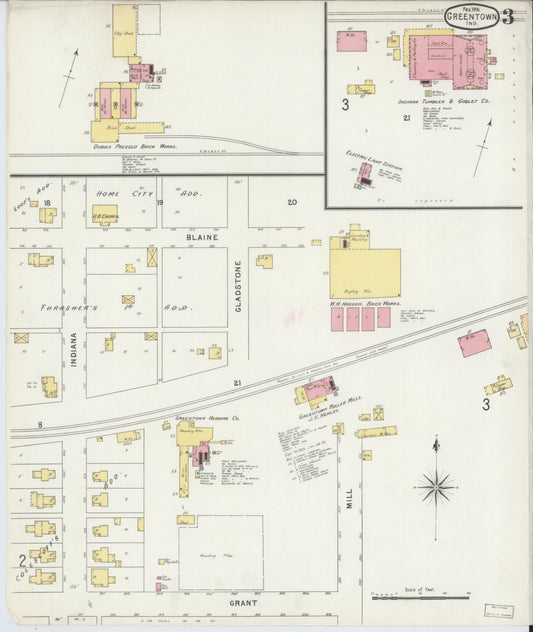 Sanborn Fire Insurance Map from Greentown, Howard County, Indiana (1896), Sheet #0003 - Historic Sanborn Fire Insurance Map Print, vintage old map wall art, antique decor, genealogy gift, Indiana Indiana map