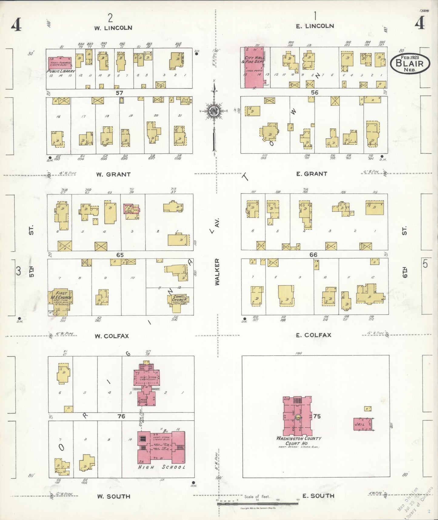 Sanborn Fire Insurance Map from Blair, Washington County, Nebraska (1923), Sheet #0004 - Complete Map Set gallery image, historic Sanborn map, vintage wall art, Nebraska Nebraska
