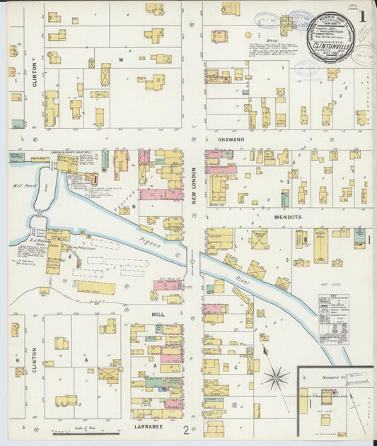 Sanborn Fire Insurance Map from Clintonville, Waupaca County, Wisconsin (1898), Sheet #0001 - Complete Map Set gallery image, historic Sanborn map, vintage wall art, Wisconsin Wisconsin