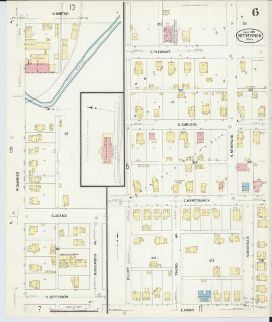 Sanborn Fire Insurance Map from Mount Vernon, Knox County, Ohio (1907), Sheet #0006 - Historic Sanborn Fire Insurance Map Print, vintage old map wall art, antique decor, genealogy gift, Ohio Ohio map