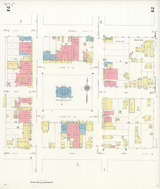 Sanborn Fire Insurance Map from Goliad, Goliad County, Texas (1934), Sheet #0002 - Historic Sanborn Fire Insurance Map Print, vintage old map wall art, antique decor, genealogy gift, Texas Texas map