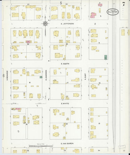 Sanborn Fire Insurance Map from Clinton, De Witt County, Illinois (1910), Sheet #0007 - Complete Map Set gallery image, historic Sanborn map, vintage wall art, Illinois Illinois