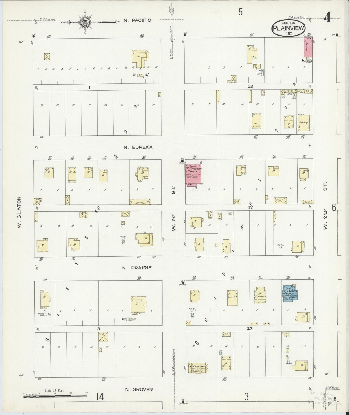 Sanborn Fire Insurance Map from Plainview, Hale County, Texas (1914), Sheet #0004 - Complete Map Set gallery image, historic Sanborn map, vintage wall art, Texas Texas