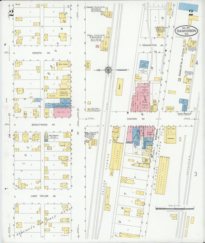 Sanborn Fire Insurance Map from Hankinson, Richland County, North Dakota (1927), Sheet #0002 - Complete Map Set gallery image, historic Sanborn map, vintage wall art, North Dakota North Dakota