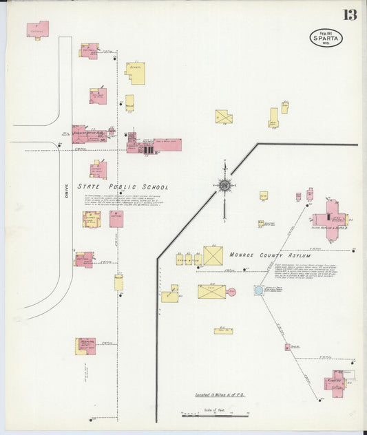 Sanborn Fire Insurance Map from Sparta, Monroe County, Wisconsin (1911), Sheet #0013 - Historic Sanborn Fire Insurance Map Print, vintage old map wall art, antique decor, genealogy gift, Wisconsin Wisconsin map