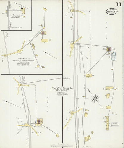 Sanborn Fire Insurance Map from Hurley, Iron County, Wisconsin (1898), Sheet #0011 - Historic Sanborn Fire Insurance Map Print, vintage old map wall art, antique decor, genealogy gift, Wisconsin Wisconsin map