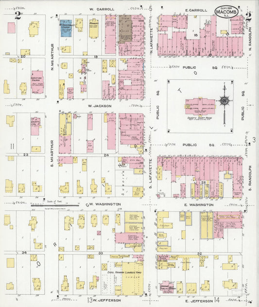 Sanborn Fire Insurance Map from Macomb, Mcdonough County, Illinois (1924), Sheet #0002 - Historic Sanborn Fire Insurance Map Print, vintage old map wall art, antique decor, genealogy gift, Illinois Illinois map