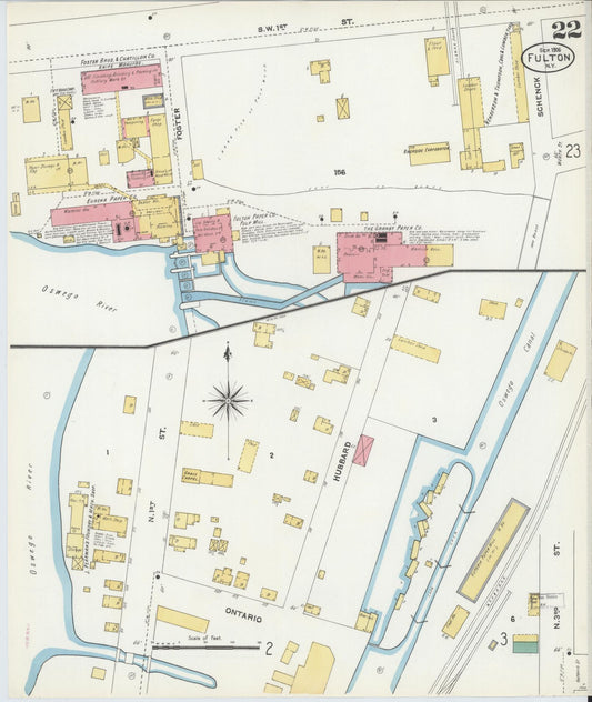 Sanborn Fire Insurance Map from Fulton, Oswego County, New York (1906), Sheet #0022 - Historic Sanborn Fire Insurance Map Print, vintage old map wall art, antique decor, genealogy gift, New York New York map