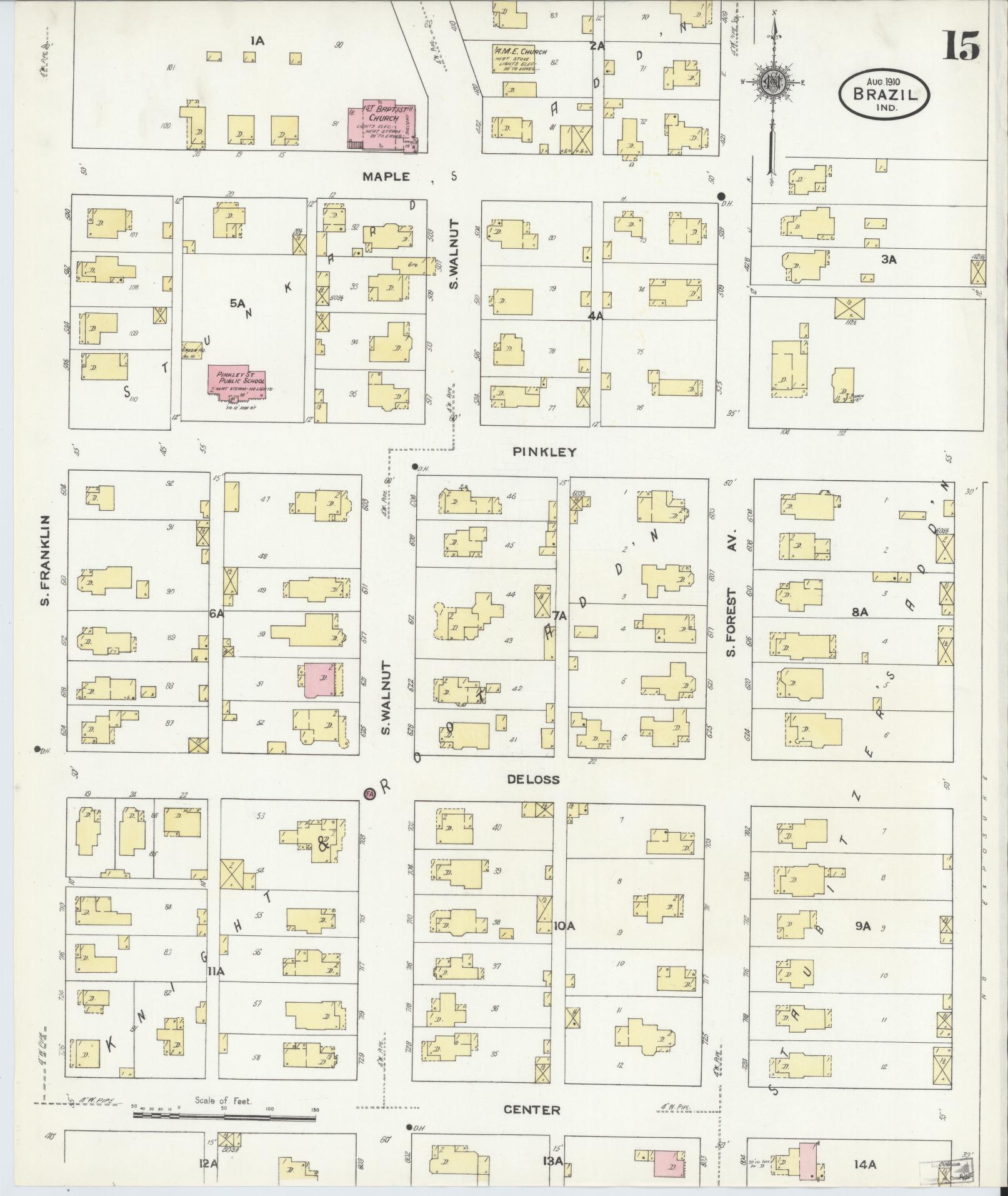 Sanborn Fire Insurance Map from Brazil, Clay County, Indiana (1910), Sheet #0015 - Complete Map Set gallery image, historic Sanborn map, vintage wall art, Indiana Indiana