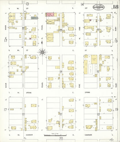 Sanborn Fire Insurance Map from Ellensburg, Kittitas County, Washington (1909), Sheet #0018 - Complete Map Set gallery image, historic Sanborn map, vintage wall art, Washington Washington