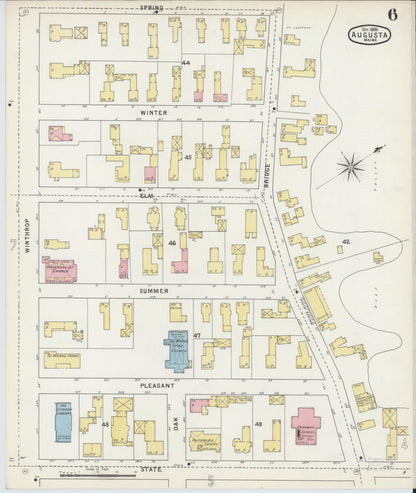 Sanborn Fire Insurance Map from Augusta, Kennebec County, Maine (1895), Sheet #0006 - Complete Map Set gallery image, historic Sanborn map, vintage wall art, Maine Maine