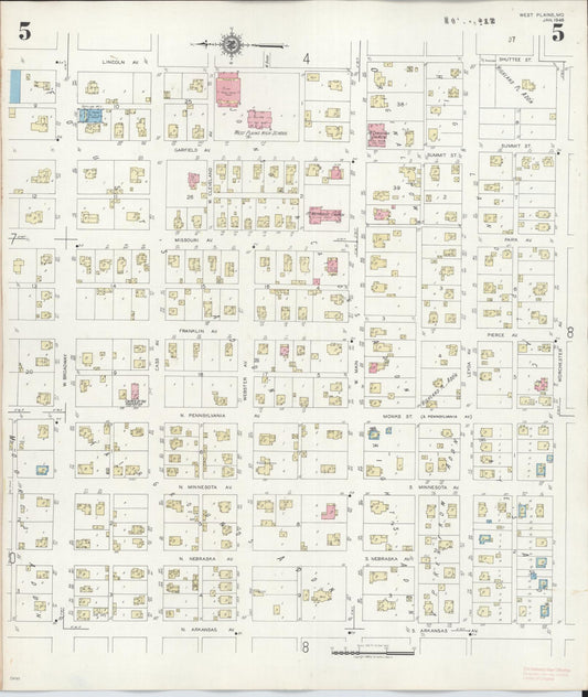 Sanborn Fire Insurance Map from West Plains, Howell County, Missouri (1948), Sheet #0005 - Historic Sanborn Fire Insurance Map Print, vintage old map wall art, antique decor, genealogy gift, Missouri Missouri map