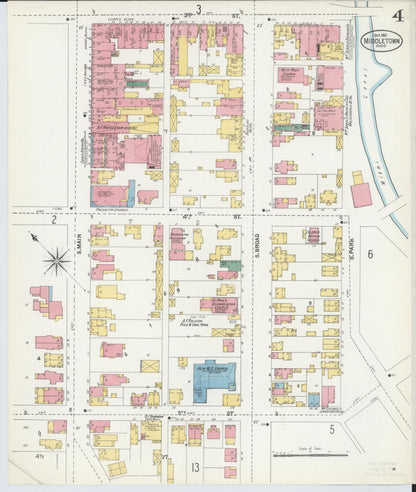 Sanborn Fire Insurance Map from Middletown, Butler County, Ohio (1901), Sheet #0004 - Historic Sanborn Fire Insurance Map Print, vintage old map wall art, antique decor, genealogy gift, Ohio Ohio map