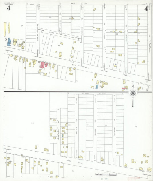 Sanborn Fire Insurance Map from Greece, Monroe County, New York (1942), Sheet #0004 - Historic Sanborn Fire Insurance Map Print, vintage old map wall art, antique decor, genealogy gift, New York New York map