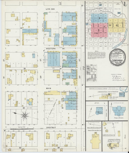 Sanborn Fire Insurance Map from Lampasas, Lampasas County, Texas (1896), Sheet #0001 - Complete Map Set gallery image, historic Sanborn map, vintage wall art, Texas Texas