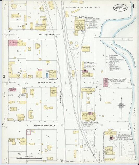 Sanborn Fire Insurance Map from Grayville, White And Edwards Counties, Illinois (1910), Sheet #0004 - Historic Sanborn Fire Insurance Map Print, vintage old map wall art, antique decor, genealogy gift, Illinois Illinois map
