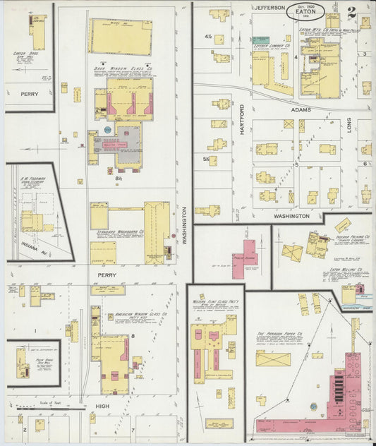 Sanborn Fire Insurance Map from Eaton, Delaware County, Indiana (1900), Sheet #0002 - Historic Sanborn Fire Insurance Map Print, vintage old map wall art, antique decor, genealogy gift, Eaton Delaware map