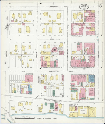 Sanborn Fire Insurance Map from Morris, Grundy County, Illinois (1907), Sheet #0003 - Complete Map Set gallery image, historic Sanborn map, vintage wall art, Illinois Illinois