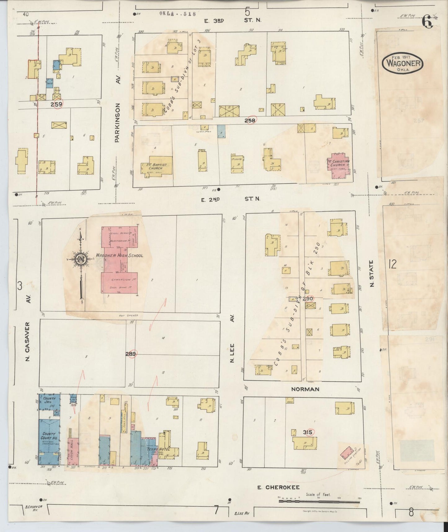 Sanborn Fire Insurance Map from Wagoner, Wagoner County, Oklahoma (1932), Sheet #0006 - Complete Map Set gallery image, historic Sanborn map, vintage wall art, Oklahoma Oklahoma