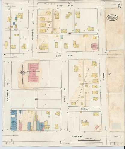 Sanborn Fire Insurance Map from Wagoner, Wagoner County, Oklahoma (1932), Sheet #0006 - Complete Map Set gallery image, historic Sanborn map, vintage wall art, Oklahoma Oklahoma