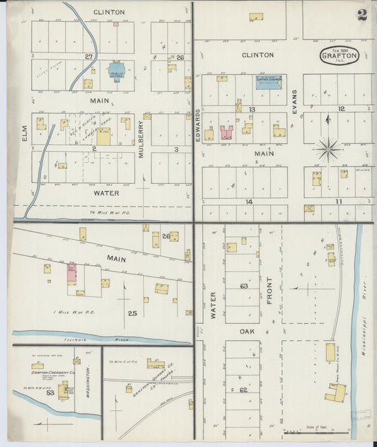 Sanborn Fire Insurance Map from Grafton, Jersey County, Illinois (1894), Sheet #0002 - Historic Sanborn Fire Insurance Map Print, vintage old map wall art, antique decor, genealogy gift, Illinois Illinois map