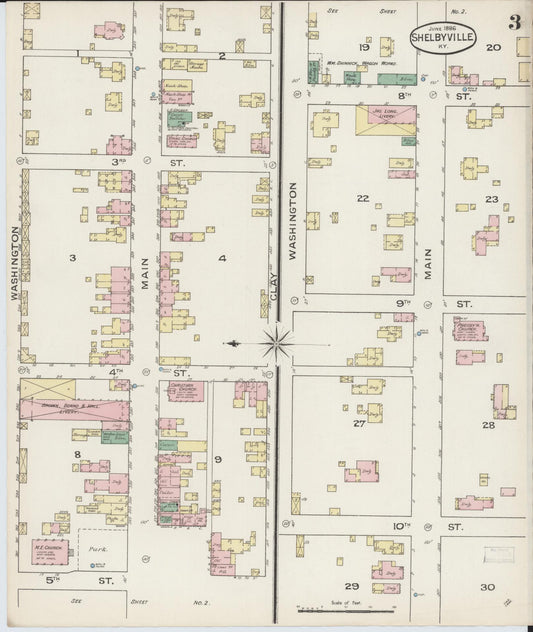 Sanborn Fire Insurance Map from Shelbyville, Shelby County, Kentucky (1886), Sheet #0003 - Historic Sanborn Fire Insurance Map Print, vintage old map wall art, antique decor, genealogy gift, Kentucky Kentucky map