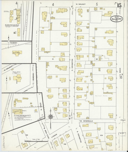 Sanborn Fire Insurance Map from Hillsboro, Hill County, Texas (1911), Sheet #0015 - Historic Sanborn Fire Insurance Map Print, vintage old map wall art, antique decor, genealogy gift, Texas Texas map