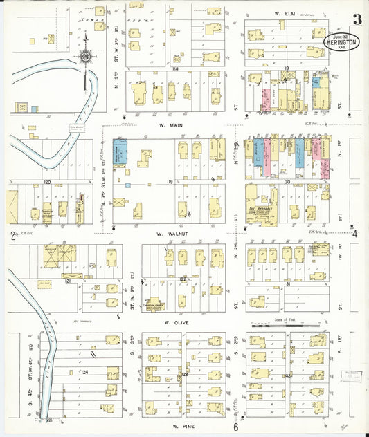 Sanborn Fire Insurance Map from Herington, Dickinson County, Kansas (1912), Sheet #0003 - Historic Sanborn Fire Insurance Map Print, vintage old map wall art, antique decor, genealogy gift, Kansas Kansas map
