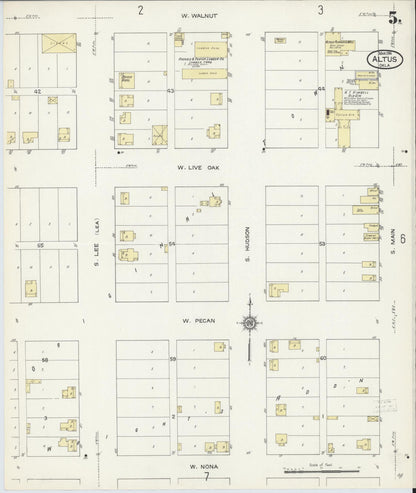 Sanborn Fire Insurance Map from Altus, Jackson County, Oklahoma (1914), Sheet #0005 - Complete Map Set gallery image, historic Sanborn map, vintage wall art, Oklahoma Oklahoma