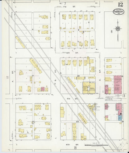 Sanborn Fire Insurance Map from Fairbury, Jefferson County, Nebraska (1921), Sheet #0012 - Complete Map Set gallery image, historic Sanborn map, vintage wall art, Nebraska Nebraska