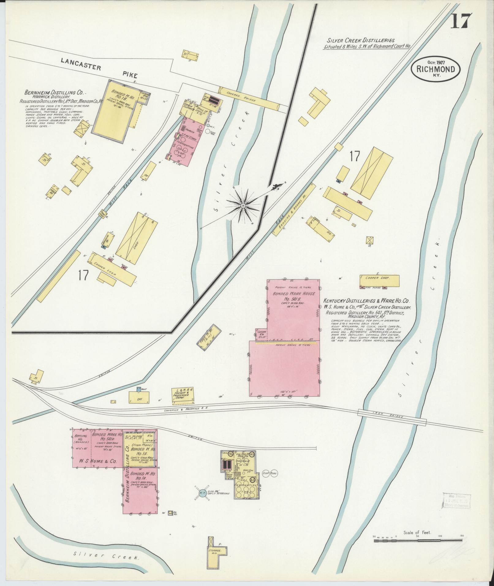 Sanborn Fire Insurance Map from Richmond, Madison County, Kentucky (1907), Sheet #0017 - Complete Map Set gallery image, historic Sanborn map, vintage wall art, Kentucky Kentucky
