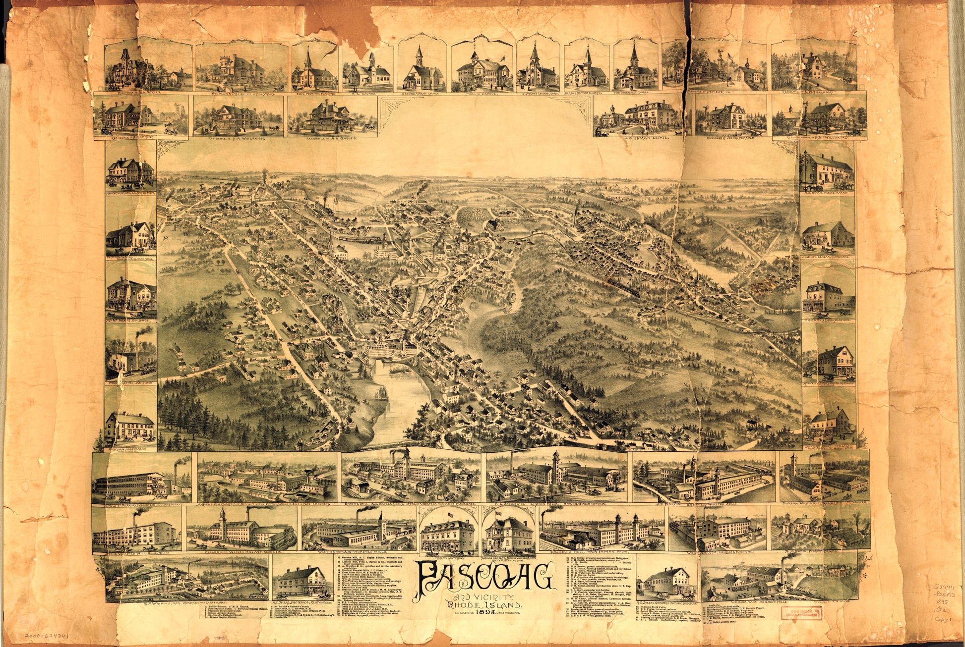 Pascoag and vicinity, Rhode Island, 1895. (1895) – Historic Bird’s-Eye View Panorama Print