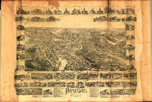 Pascoag and vicinity, Rhode Island, 1895. (1895) – Historic Bird’s-Eye View Panorama Print
