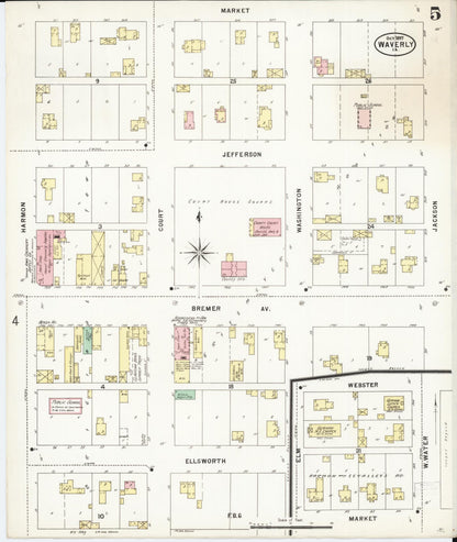 Sanborn Fire Insurance Map from Waverly, Bremer County, Iowa (1897), Sheet #0005 - Historic Sanborn Fire Insurance Map Print