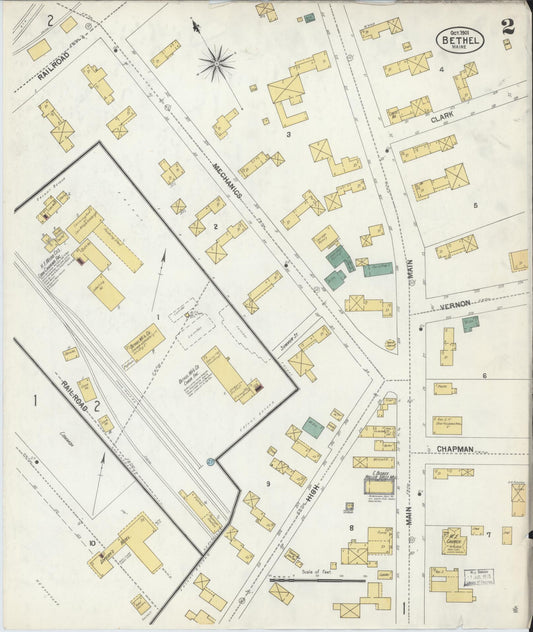 Sanborn Fire Insurance Map from Bethel, Oxford County, Maine (1901), Sheet #0002 - Historic Sanborn Fire Insurance Map Print, vintage old map wall art, antique decor, genealogy gift, Maine Maine map