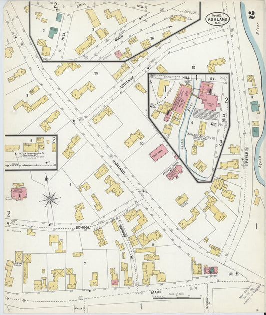 Sanborn Fire Insurance Map from Ashland, Grafton County, New Hampshire (1902), Sheet #0002 - Historic Sanborn Fire Insurance Map Print, vintage old map wall art, antique decor, genealogy gift, New Hampshire New Hampshire map