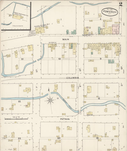 Sanborn Fire Insurance Map from Pomeroy, Garfield County, Washington (1888), Sheet #0002 - Complete Map Set gallery image, historic Sanborn map, vintage wall art, Washington Washington