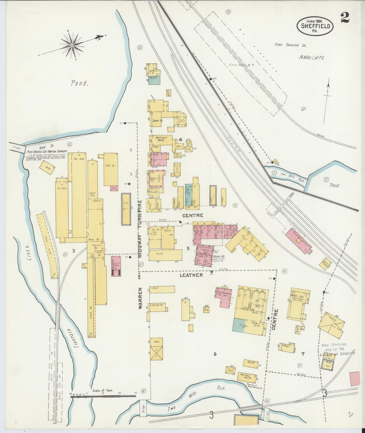 Sanborn Fire Insurance Map from Sheffield, Warren County, Pennsylvania (1905), Sheet #0002 - Historic Sanborn Fire Insurance Map Print, vintage old map wall art, antique decor, genealogy gift, Pennsylvania Pennsylvania map