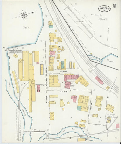 Sanborn Fire Insurance Map from Sheffield, Warren County, Pennsylvania (1905), Sheet #0002 - Historic Sanborn Fire Insurance Map Print, vintage old map wall art, antique decor, genealogy gift, Pennsylvania Pennsylvania map