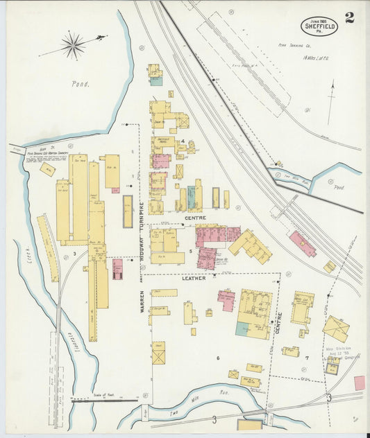 Sanborn Fire Insurance Map from Sheffield, Warren County, Pennsylvania (1905), Sheet #0002 - Historic Sanborn Fire Insurance Map Print, vintage old map wall art, antique decor, genealogy gift, Pennsylvania Pennsylvania map